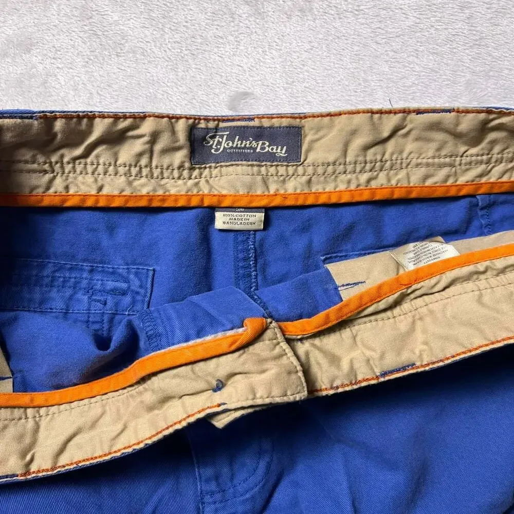 VTG 90's St John's Bay Cargo Shorts Men's 38 Oversized Baggy Glacial Blue Cotton